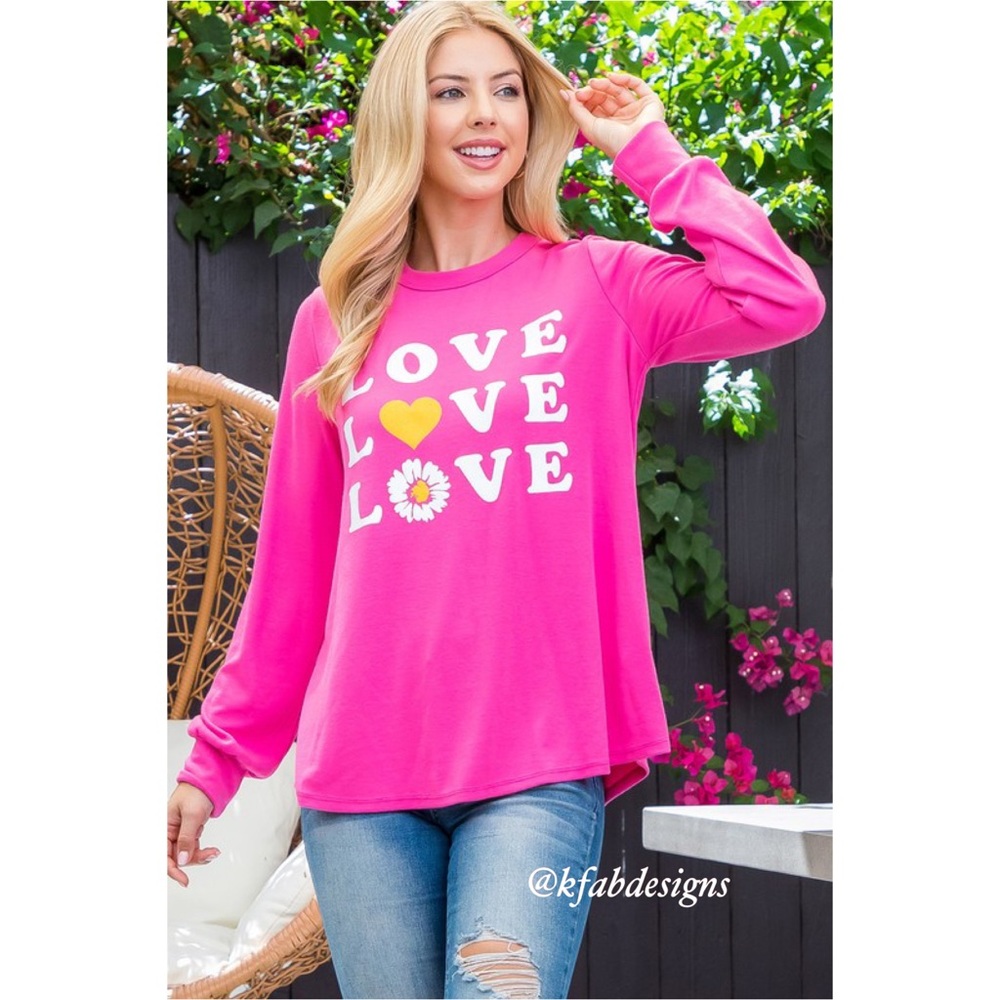 ❤️LAST PACK! Hot Pink Super Cute and Soft “LOVE” 💖 Printed Top!